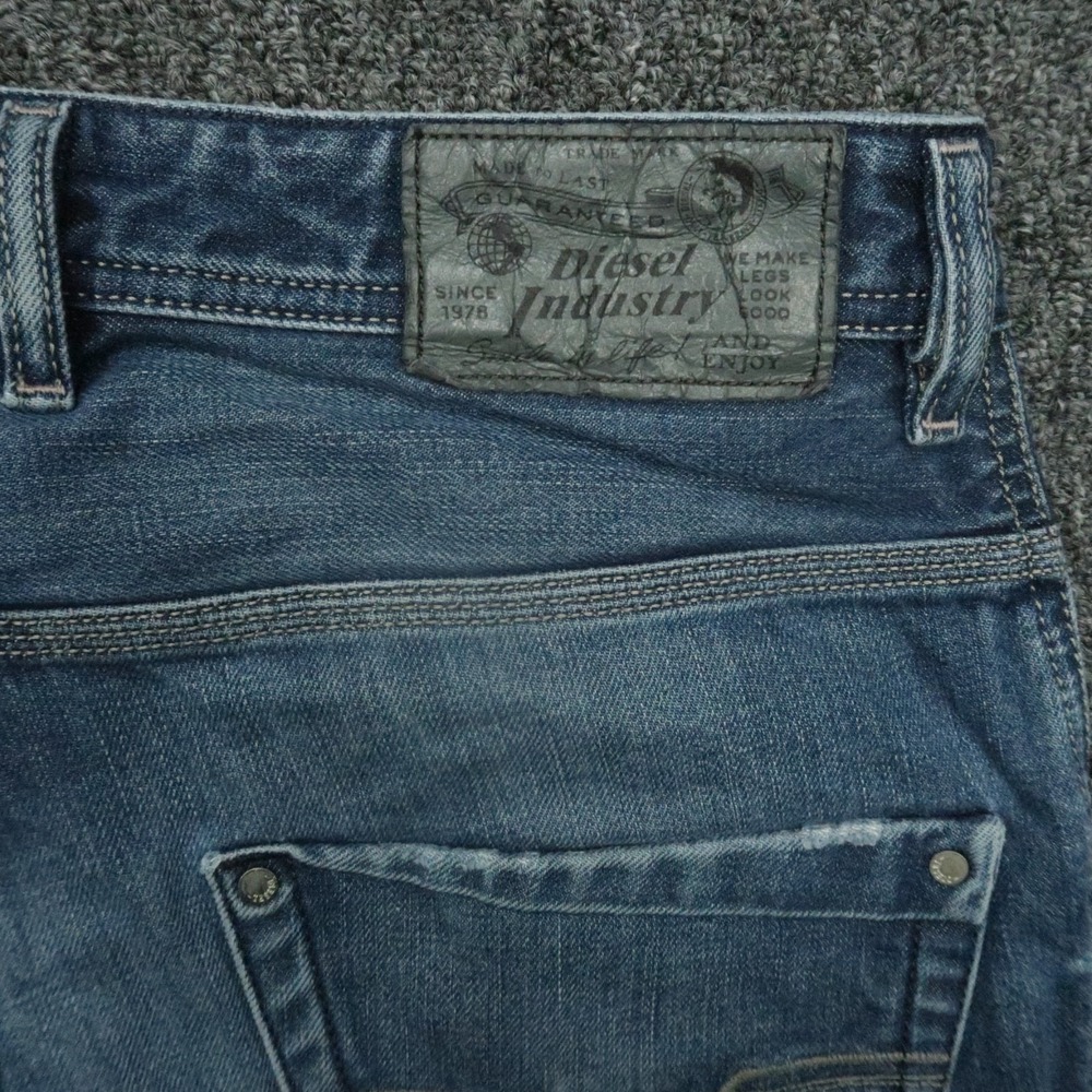 Diesel Jeans Mens 31x32 Blue Krooley Slim Carrot 5 Pocket Whiskered - Picture 6 of 13